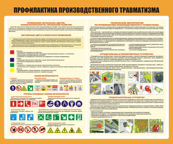 Стенд С210 Профилактика производственного травматизма(1200х1000 мм) - Стенды - Стенды по охране труда - магазин "Охрана труда и Техника безопасности"